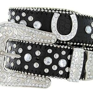 Western Cowgirl Horseshoe Charm Bling Belt